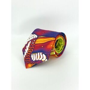 Vintage Abstract Multicolor 100% Silk Tie Made in Italy Bold Artistic Pattern 3.